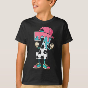 Soccer 7 Year Old Ice Cream Drip Youth 7th Birthda T-Shirt