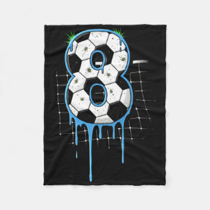 Soccer 8 Year Old Ice Cream Drip Youth 8th Birthda Fleece Blanket