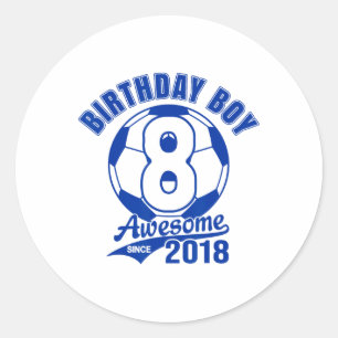 Soccer 8th Birthday Boy Kids Sports Footll Party G Classic Round Sticker