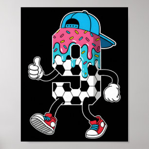 Soccer 9 Year Old Ice Cream Drip Youth 9th Birthda Poster