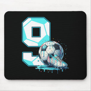 Soccer 9th Birthday 9 Year Old Ice Cream Drip Bday Mouse Pad