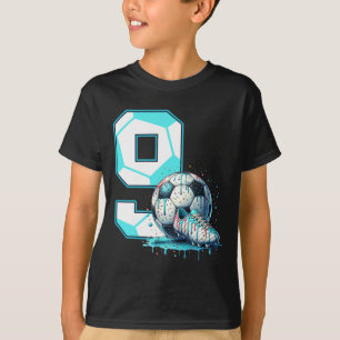 Soccer 9th Birthday 9 Year Old Ice Cream Drip Bday T-Shirt