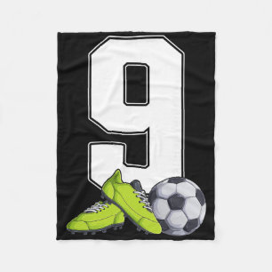 Soccer 9th Birthday Footller Boys Kids 9 Year Old Fleece Blanket