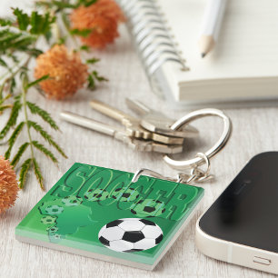 Soccer Africa Bold Green Football Key Ring