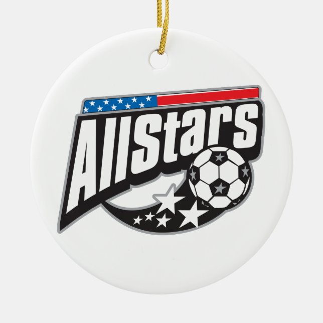 Soccer All Stars Ceramic Tree Decoration (Front)