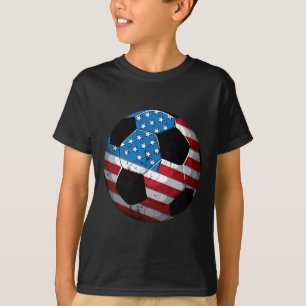 Soccer American Flag Cute 4th Of July Funny Us Ame T-Shirt