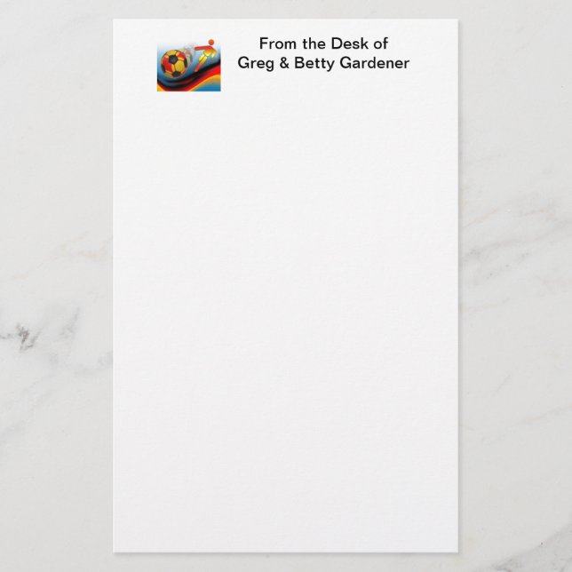 Soccer and Football Dynamics Stationery (Front)