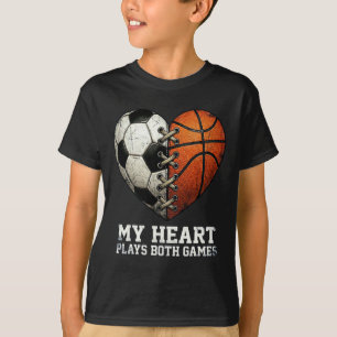 Soccer And Sketll Heart Dual Sport Mum Spirit Team T-Shirt