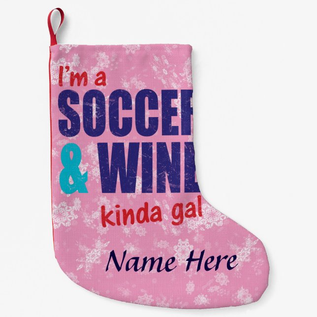 Soccer And Wine Funny Christmas Stocking (Front)
