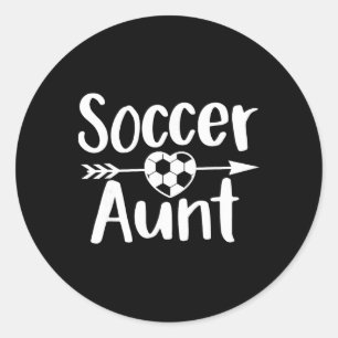 Soccer Aunt Heart Sport Lover Auntie Mother's Day Classic Round Sticker