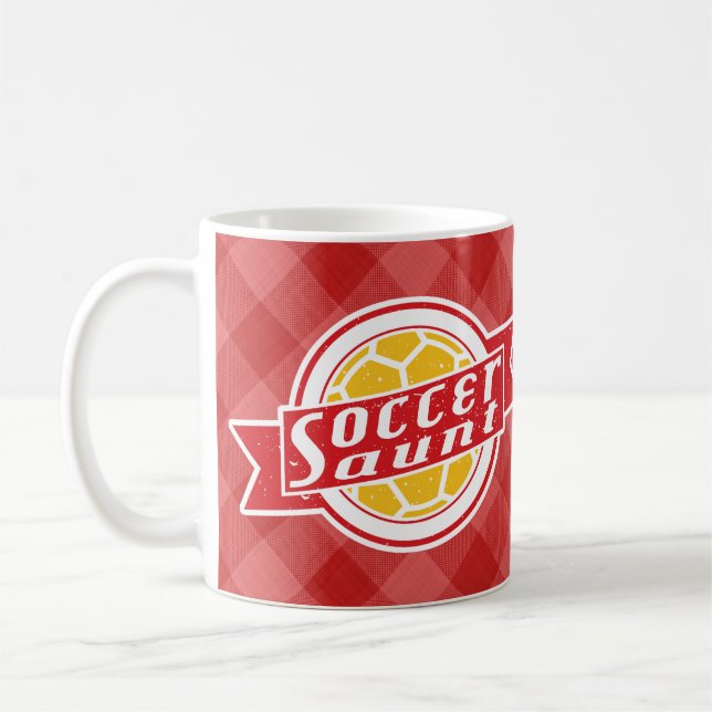 Soccer Aunt Red And Yellow Coffee Mug (Left)