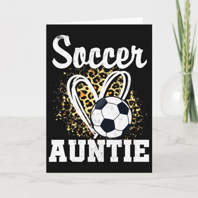 Soccer Auntie Leopard Heart  Card (Front)
