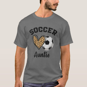 Soccer Auntie Leopard Heart Sports Players Mothers T-Shirt