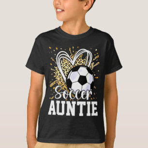 Soccer auntie leopard heart  T-Shirt