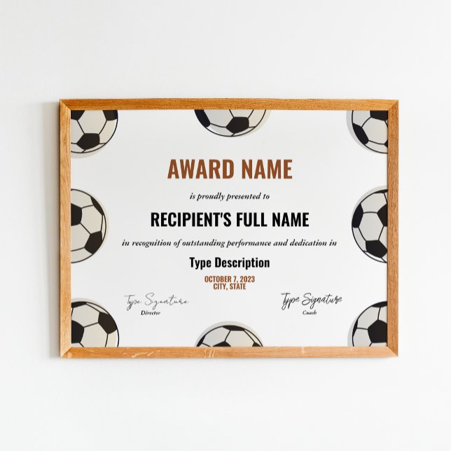 Soccer award certificate, best player recognition poster (Creator Uploaded)