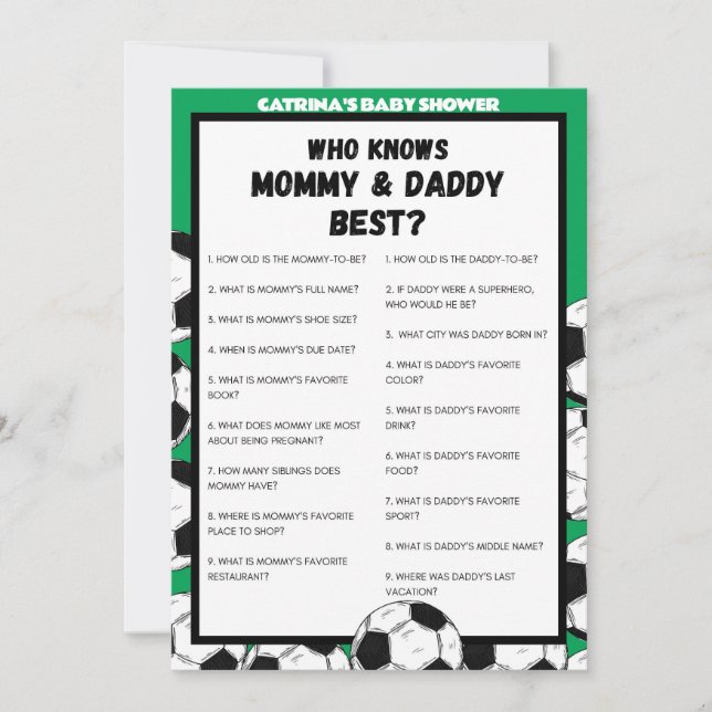 Soccer Baby Shower Game, Football - Editable Name, Invitation (Front)