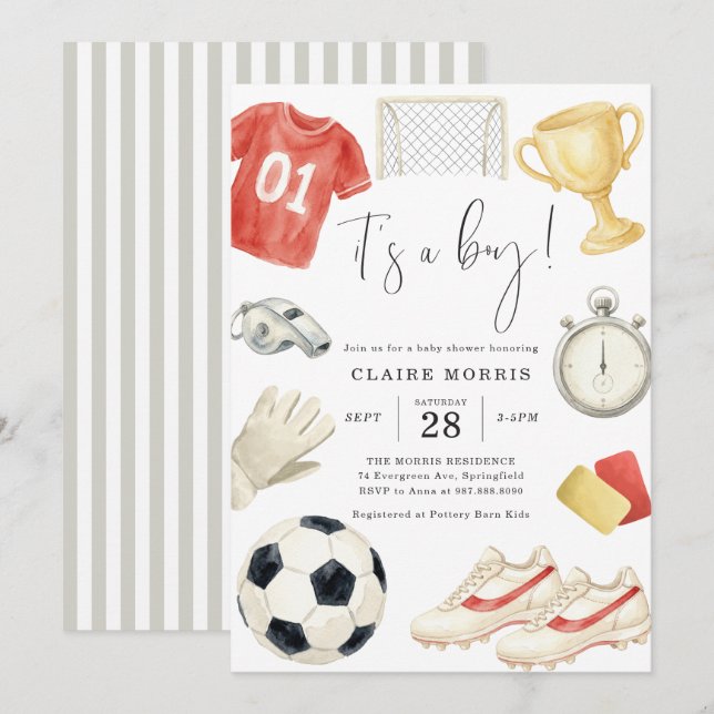Soccer Baby Shower Invitation (Front/Back)