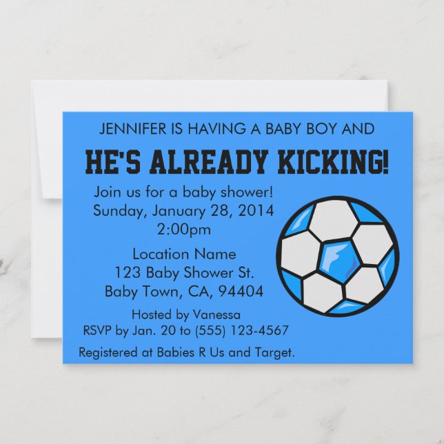 Soccer Baby Shower Invitation, Customisable Invitation (Front)
