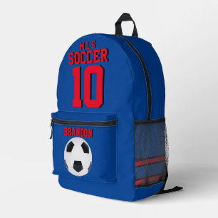 Soccer backpacks blue red personalised football go