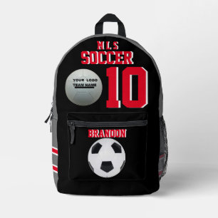 soccer backpacks grey black personalised football