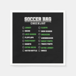 Soccer Bag Checklist Goals Footballer Football Pla Napkin