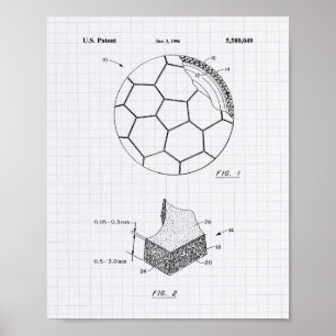 Soccer Ball 1996 Patent Art - Lined Peper Poster