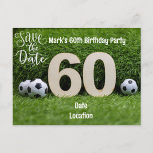 Soccer ball 60th birthday with beer on green  postcard