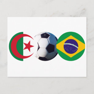 Soccer Ball Algeria & Brazil Flags The MUSEUM Zazz Postcard