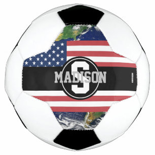 Soccer Ball American Flag Earth Monogram HAMbyWG