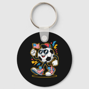 Soccer Ball American Flag Sungles Boys Gen Alpha 2 Key Ring