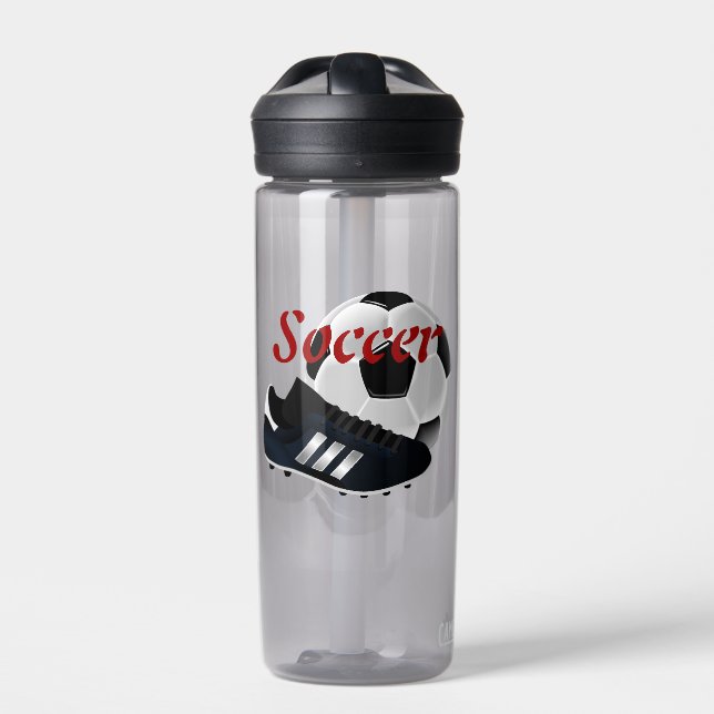 Soccer Ball and Cleat Sports Water Bottle (Front)
