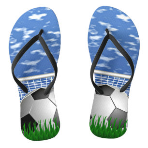 Soccer, ball and net jandals