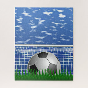 Soccer ball and net jigsaw puzzle