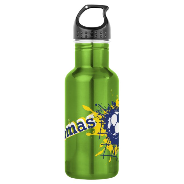 Soccer ball and net splat named drinks bottle (Front)