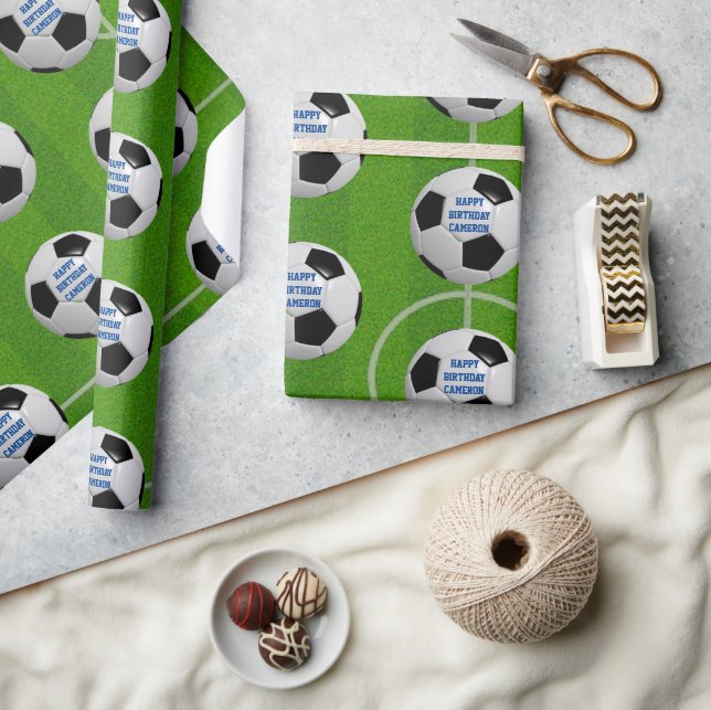 Soccer Ball and Pitch Personalised Wrapping Paper (Crafts)