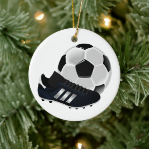 Soccer Ball and Shoe Christmas Ceramic Tree Decoration