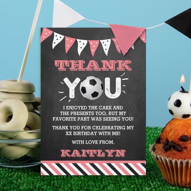 Soccer Ball Any Age Birthday Thank You Card (Creator Uploaded)