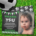 Soccer Ball Any Age Photo Birthday Thank You Card<br><div class="desc">Say thank you in style with these trendy 1st birthday thank you cards. The template wording & photo is easy to personalise and your family and friends will be thrilled when they receive these fabulous thank yous.</div>