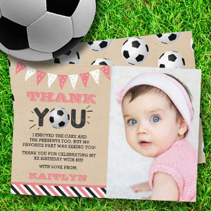 Soccer Ball Any Age Photo Birthday Thank You Card