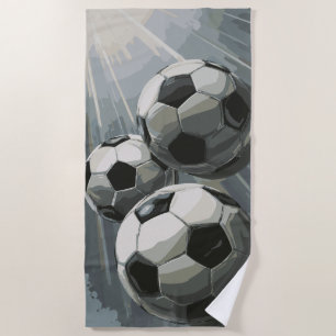 Soccer Ball Art – Dynamic Football Design Beach Towel