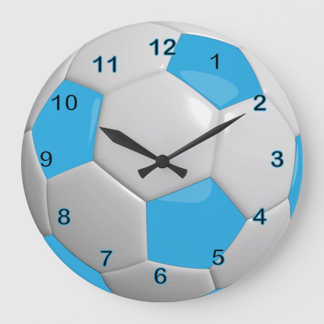 Soccer Ball | Baby Blue Large Clock (Front)