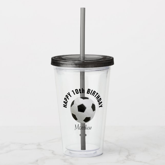 Soccer Ball Birthday Party Favour Acrylic Tumbler (Front)