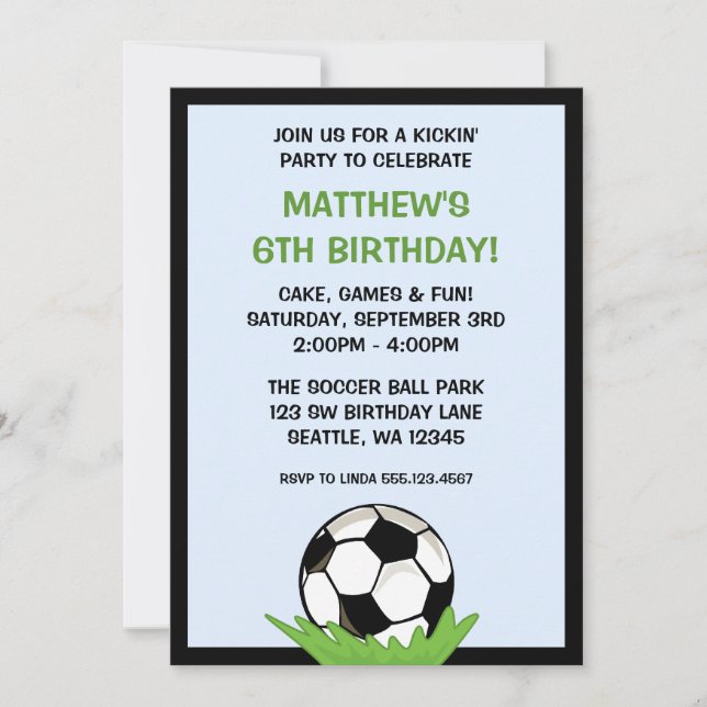 Soccer Ball Birthday Party Invitations (Front)