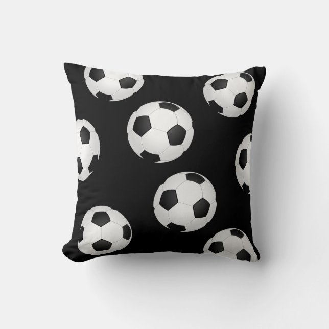 soccer ball black and white throw pillow (Front)