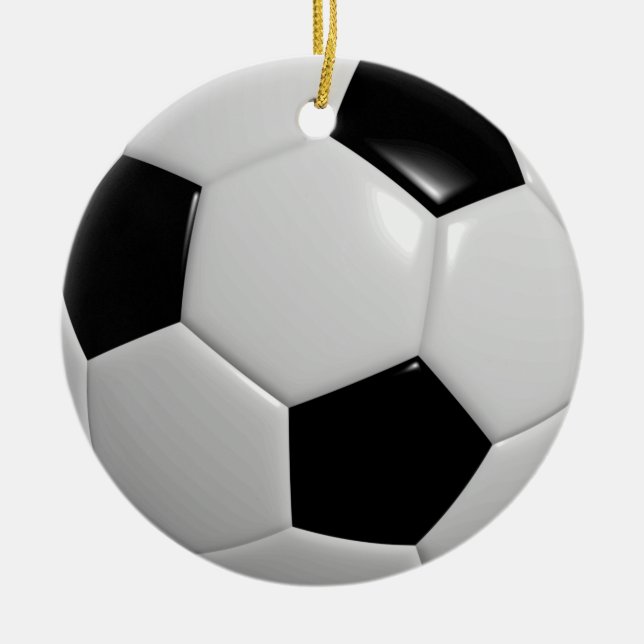 Soccer Ball | Black Ceramic Tree Decoration (Front)