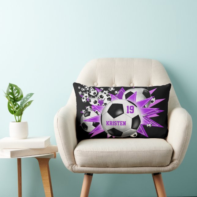 Soccer Ball Blowout Girls' soccer Lumbar Cushion (Chair)