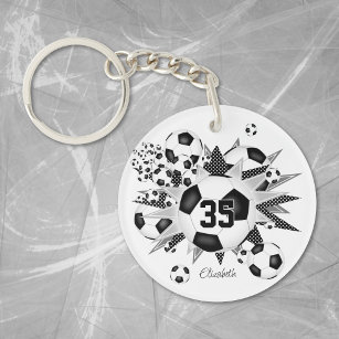 Soccer ball blowout girls team jersey number  key ring