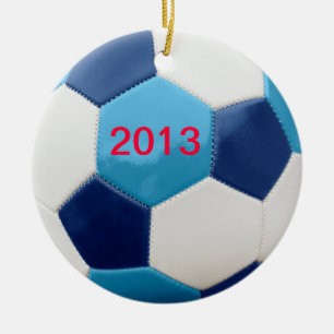 Soccer Ball Blues Ceramic Tree Decoration