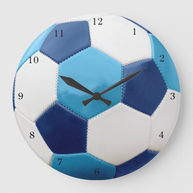 Soccer Ball Blues Large Clock (Front)