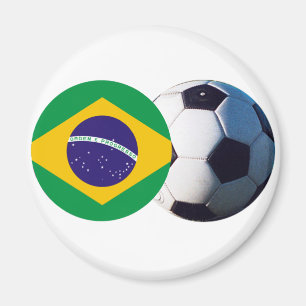 Soccer Ball & Brazil Flag The MUSEUM Zazzle Magnet